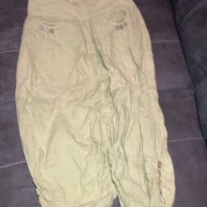 Shyloh crop chartreuse crop 100% linen pants